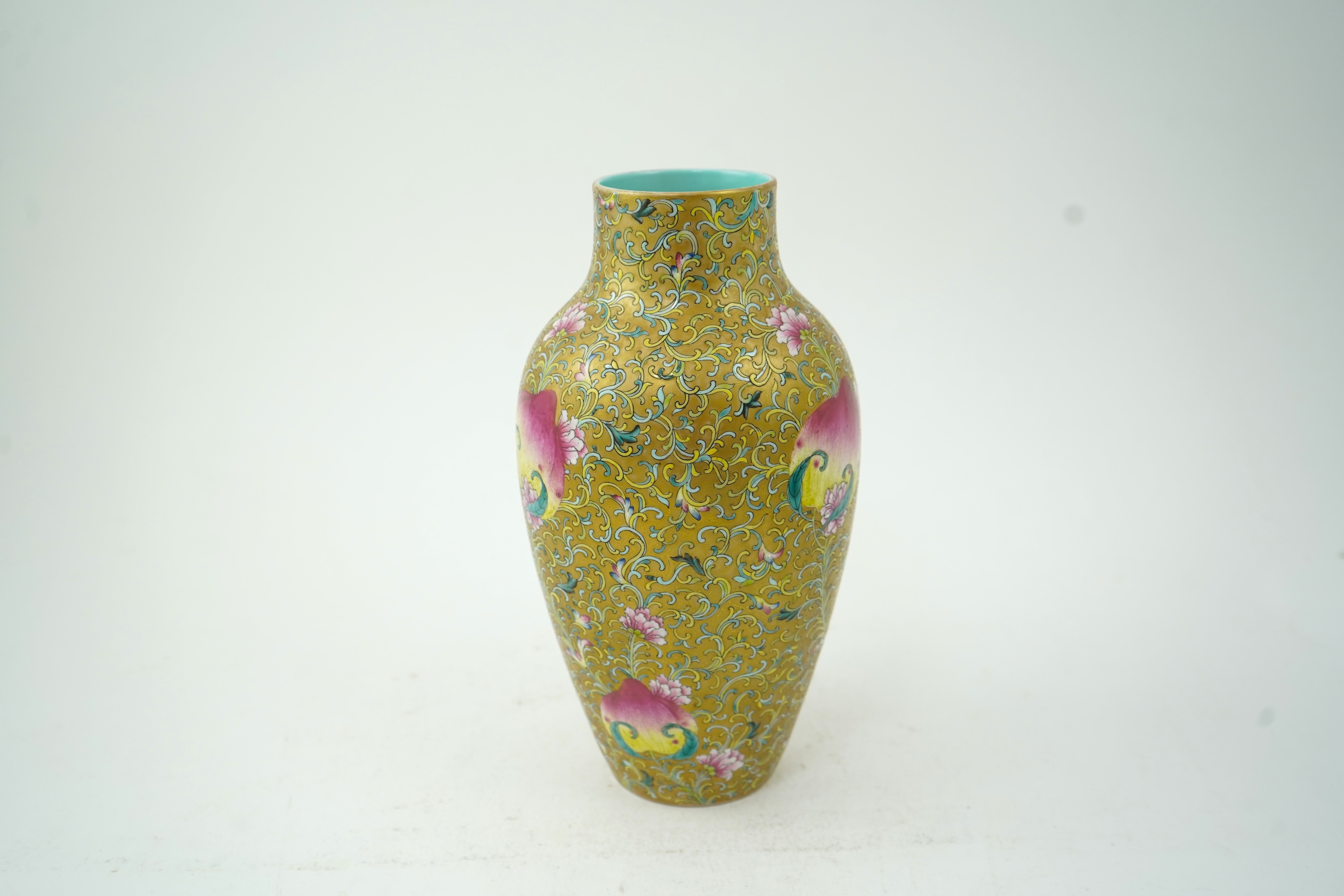 A Chinese famille rose ‘ six peach’ vase, probably early 20th century